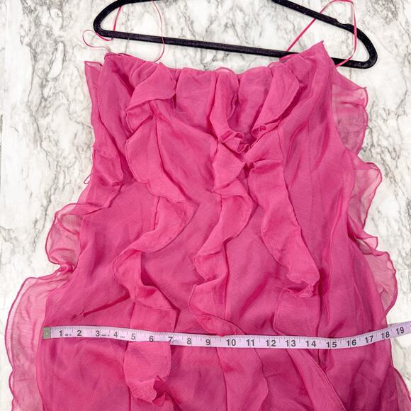 MABLE Hot Pink Bodycon Tube Maxi Dress Endless Ruffle Sheer Lined MSRP $90 - Picture 7 of 8